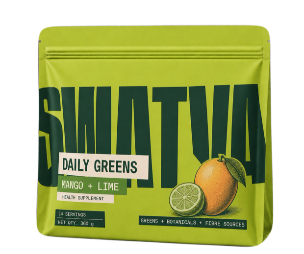 SWATVA Daily Greens pouch, Mango + Lime, 24 servings, net qty. 360 g